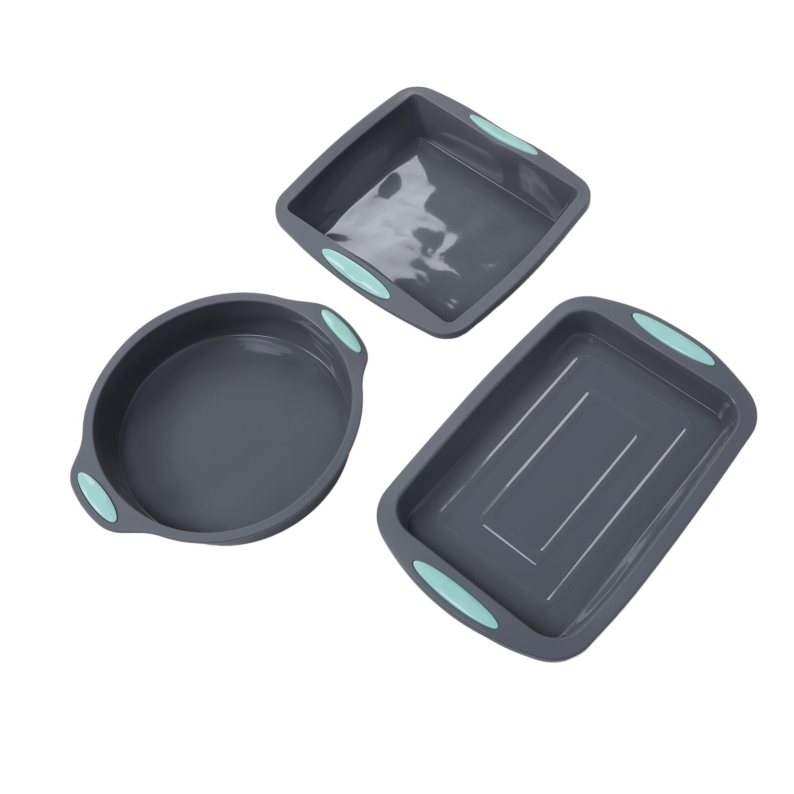 Lot de 3 Moules à Gâteau en Silicone de qualité Alimentaire, Antiadhésifs, Flexibles, pour la Cuisson du Pain, du Four, du -ondes, du Lave-vaisselle, avec Dégagement Facile,