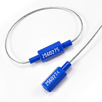 Security Cable Seals Numbered Metal Truck Container Seals Tamper Evident Socket Steel Wire Seal Blue, 100pcs