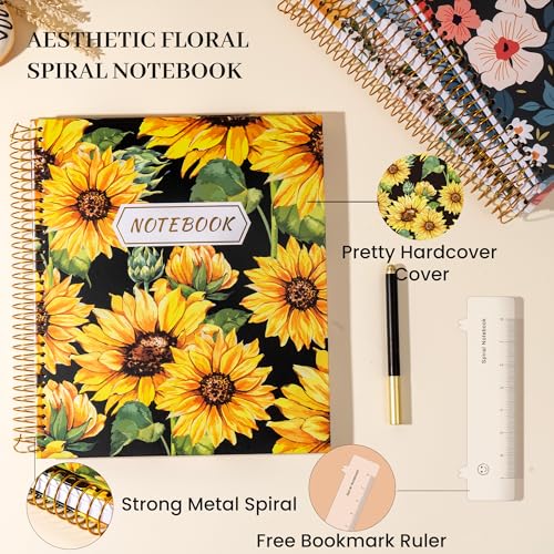 Image of Hardcover Spiral Notebook for Women, 8.5 x 11, College Ruled, Sunflower