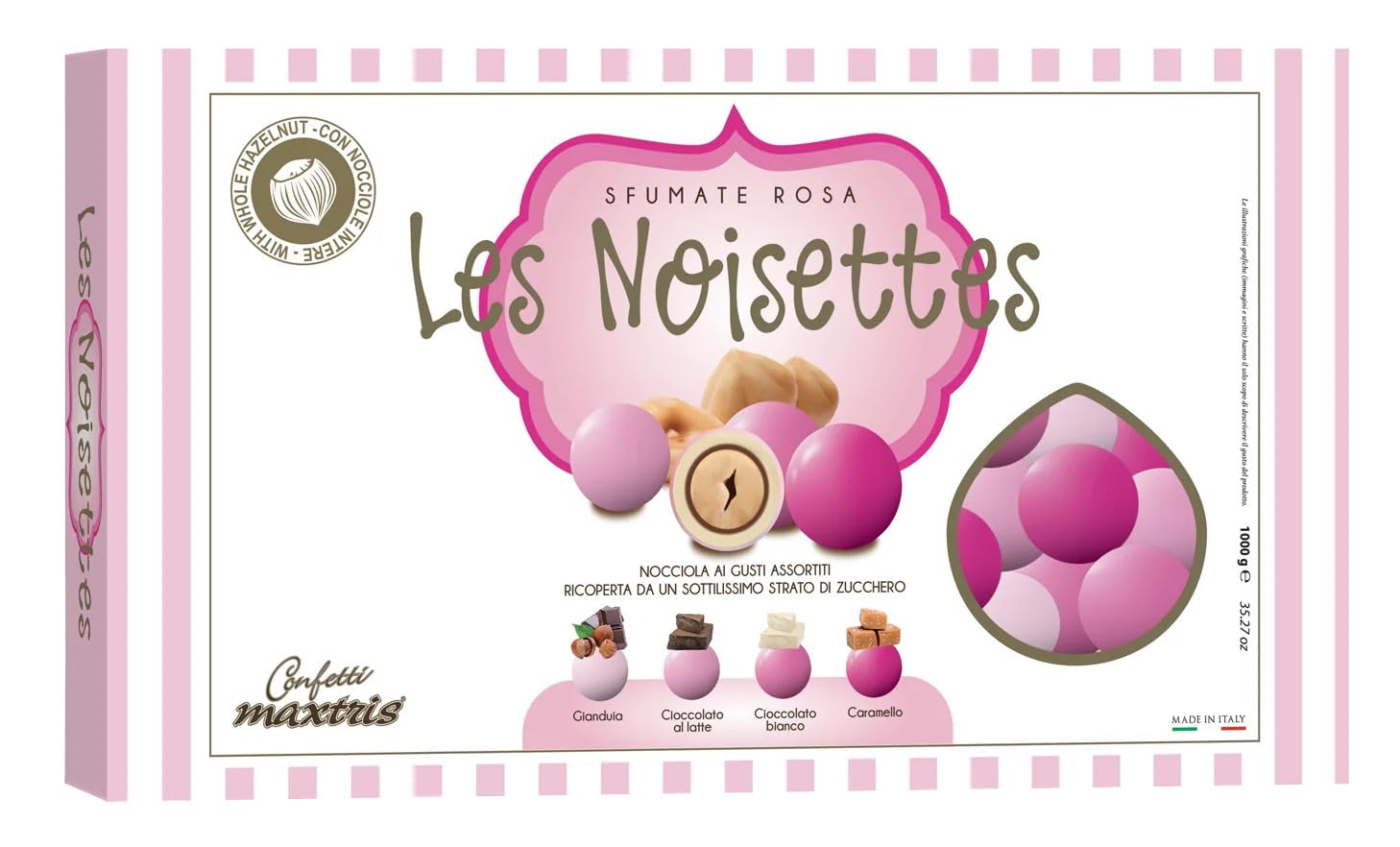 Confetti Maxtris con NOCCIOLA tostata | Les Noisettes Rosa (4 Gusti), Assortito, 1000 Grammi
