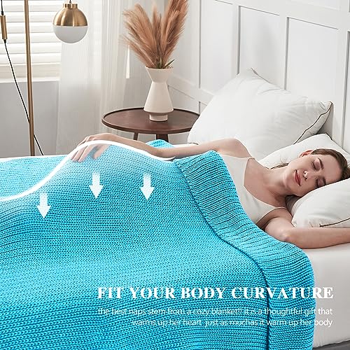 L'AGRATY Knitted Weighted Blanket - 60"x80" 15lbs Cooling Chunky Knit Heavy Blanket for Adults Braided Crochet Throw Thick Cable Yarn Knit Decorative No Beads Evenly Weighted Machine Washable