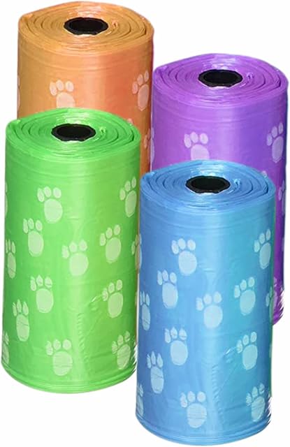 Dog Poo Bags Heavy Duty Doggy Waste Bags Extra Strong Printed Paw Disposal Bag Leak Proof Poop Bags For Dogs Puppy Cats Pet Supplies Outdoor Accessories Assorted Color 30cm X 22cm (Pack Of 60)