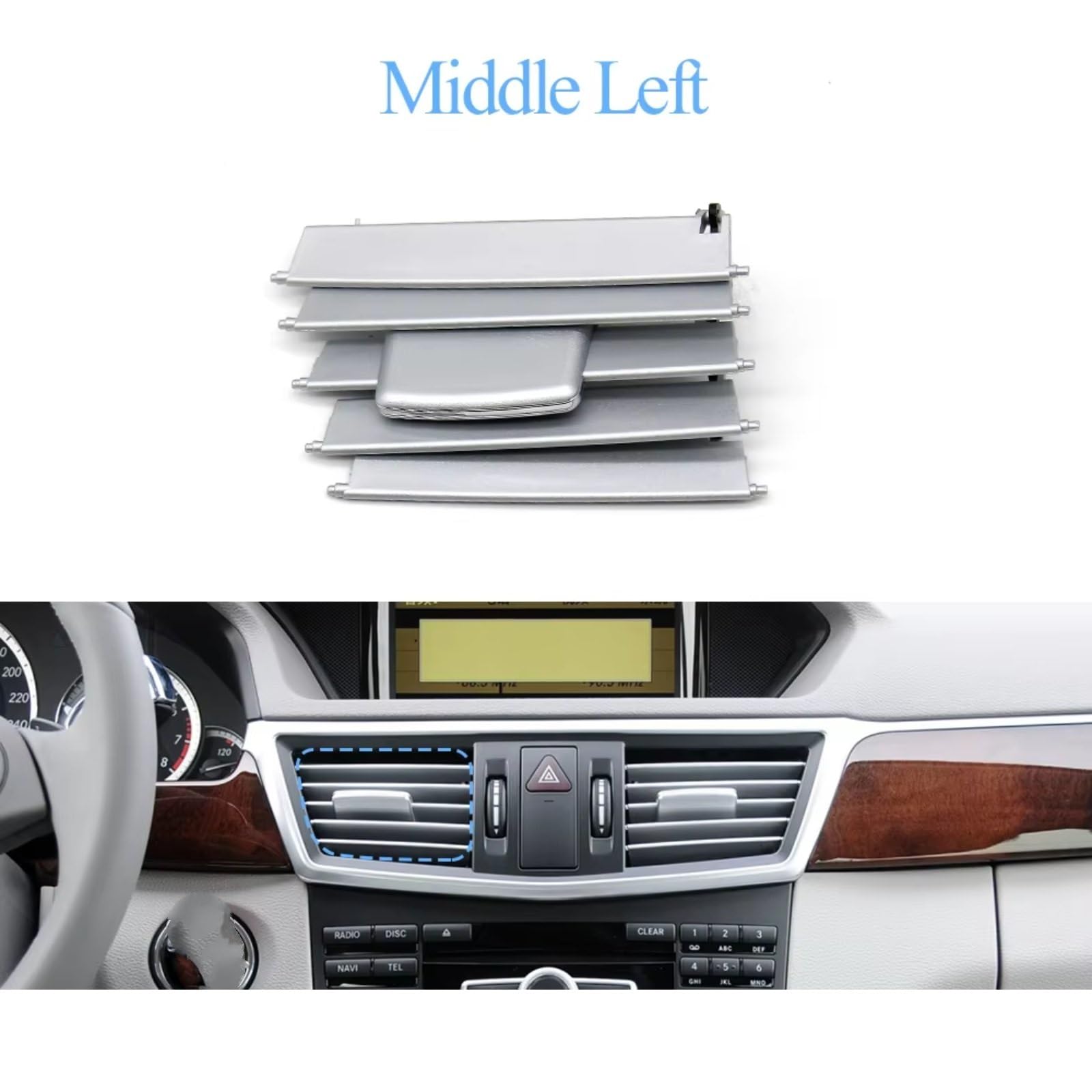 Entlüftungsauslass Kompatibel Mit Benz E Class Für W212 E200 E260 E300 E350 E400 2009–2013 Auto-Klimaanlage Links Rechts AC-Entlüftungsgitter-Reparatursatz(Middle Left)