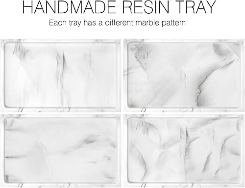 Miniatura 8 de Luxspire - Bandeja de tocador de baño, de tanque de inodoro de mármol, bandeja de resina de 10 x 6 pulgadas, para fregadero, organizador de encimera