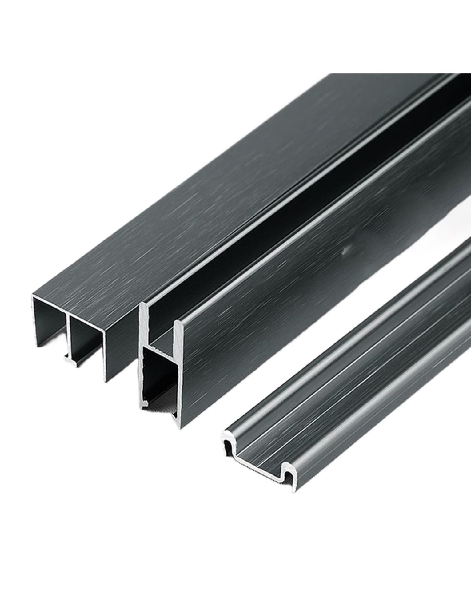 Pbwerigl Grey Sliding Glass Window Track, Aluminum Alloy Sliding Door Track Set For 8Mm Glass Panels(,63In)