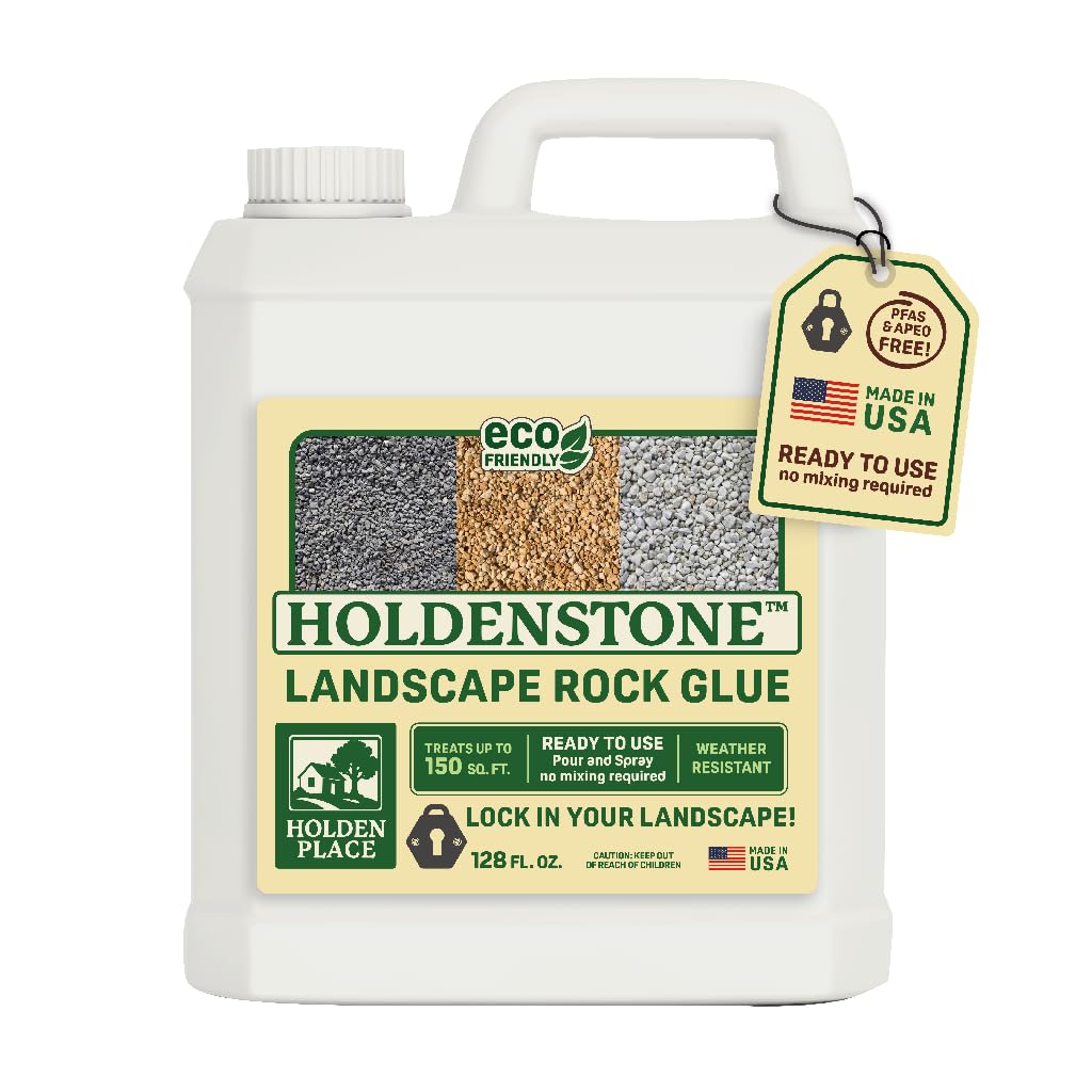 HoldenStone Rock Glue for Landscaping, 1 Gallon - Pet Safe Mulch Glue for Rocks - Gravel/Pebbles/Stones - Enviromentally Friendly - Ready to Use - Made in USA