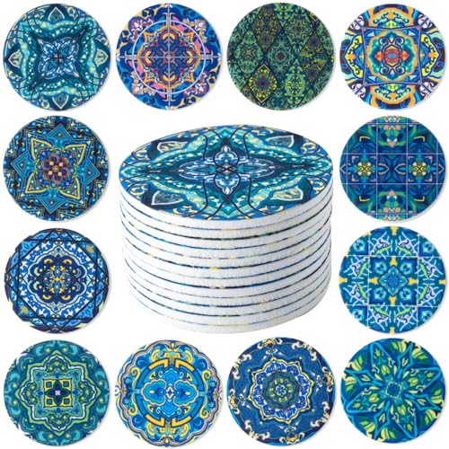 STARUBY 12 Stück Filz Untersetzer, Untersetzer für Getränke, Untersetzer für den Couchtisch, saugfähige Untersetzer für Küche und Esszimmer Dekoration, 10cm...