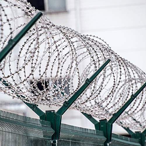 Yamcyh 150FT Razor Wire, Galvanized BTO-22 Razor Wire Fence Stretched Ribbon Barbed Wire Coils for Farm, Fence,Garden