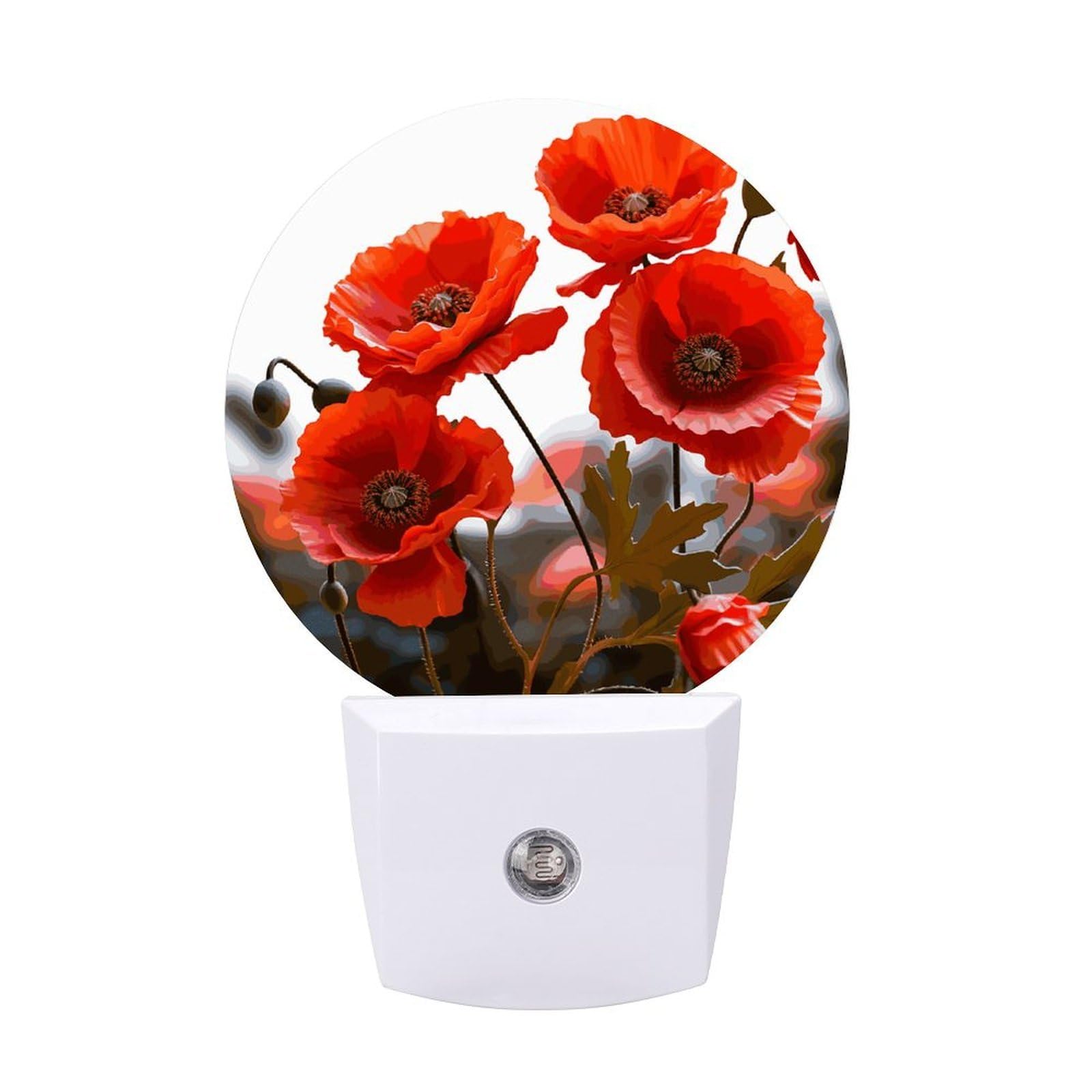 LDGSUPH - Vivid Petal Poppy Flower Smart Sensor Night Light, LED Lights with 0.5W Night Light Sensor, Plug-in Night Light, Bright Night Light, 4.4 x 2 x 3 inch