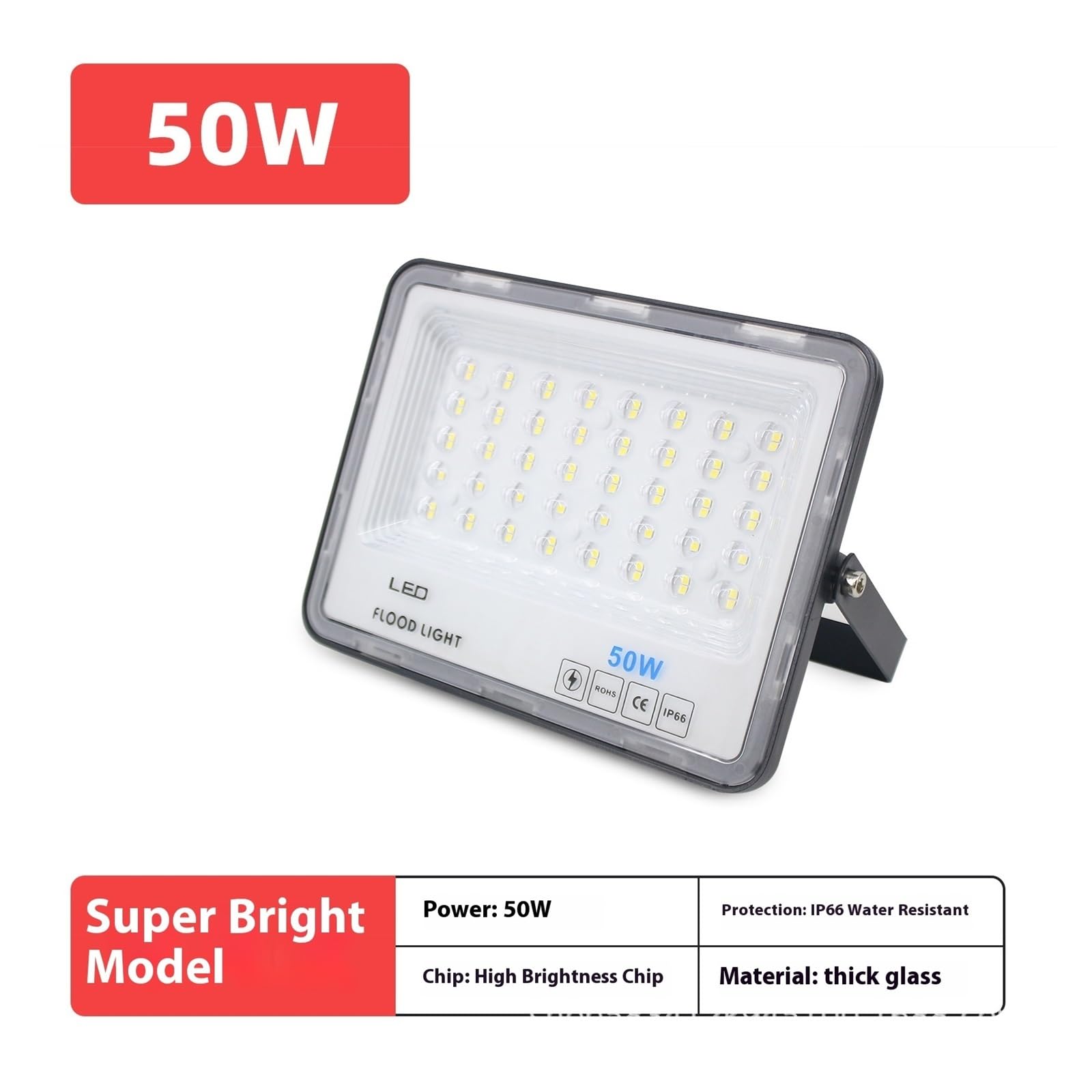 Proyector exterior, Foco reflector LED blanco 6500K 300W 2835 IP66, iluminación exterior, lámpara de pie(White light,50W)