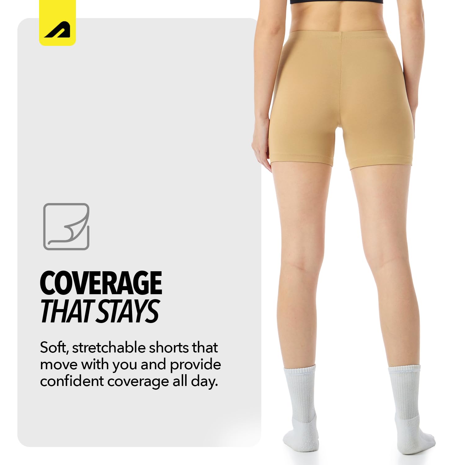 Boldfit Under Skirt Shorts for Women & Girls Under Dress Shorts High Waist Stretchable Skin Fit Shorties Tights for Women & Girls Cycling Shorts for Women Shorts Biker Bicycle Shorts Beige M 2