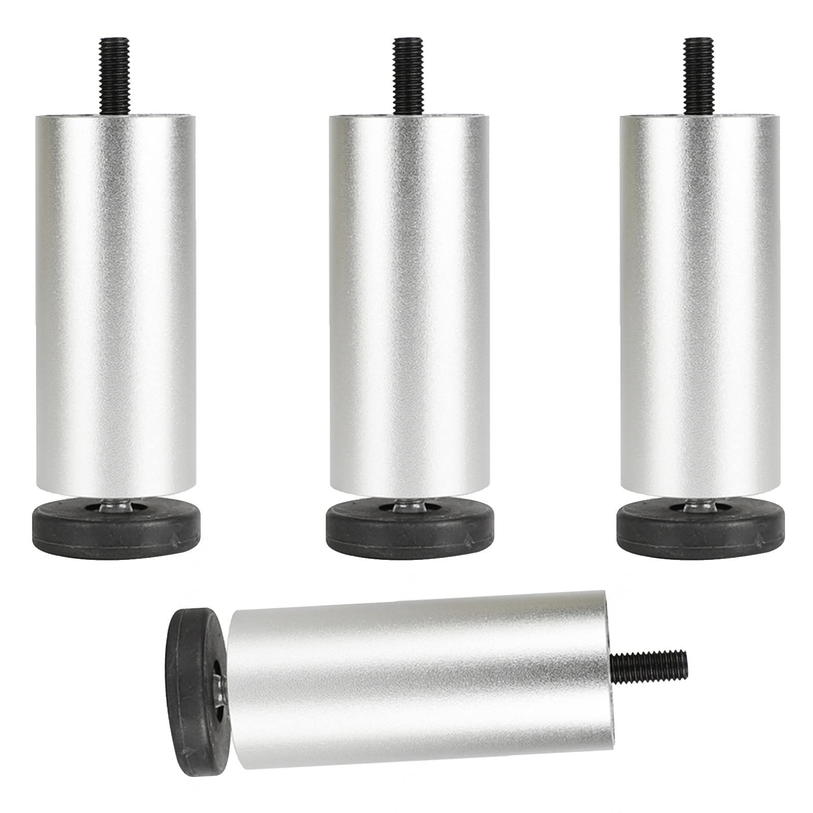 Pxzybd Silver Furniture Leg M8 Bolt,Table Legs Metal,Height Adjustable Furniture Feet,Desk Legs,Replacement Furniture Leg 6Cm 8Cm 10Cm 12Cm 15Cm 18Cm 20Cm 25Cm,4 Pcs,For Bathroom Kitchen,-12Cm/4.7In