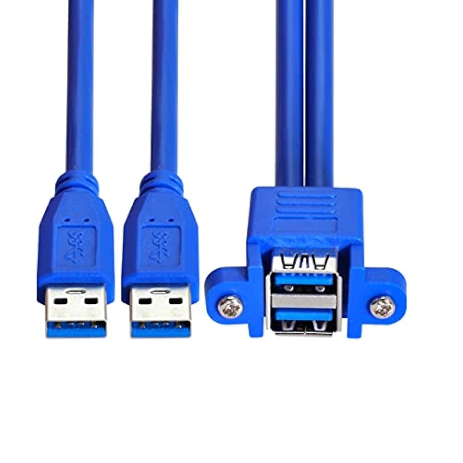 Combo Dual USB 3.0 maschio a femmina impilabile, cavo di prolunga 50 cm con fori per montaggio a pannello a vite