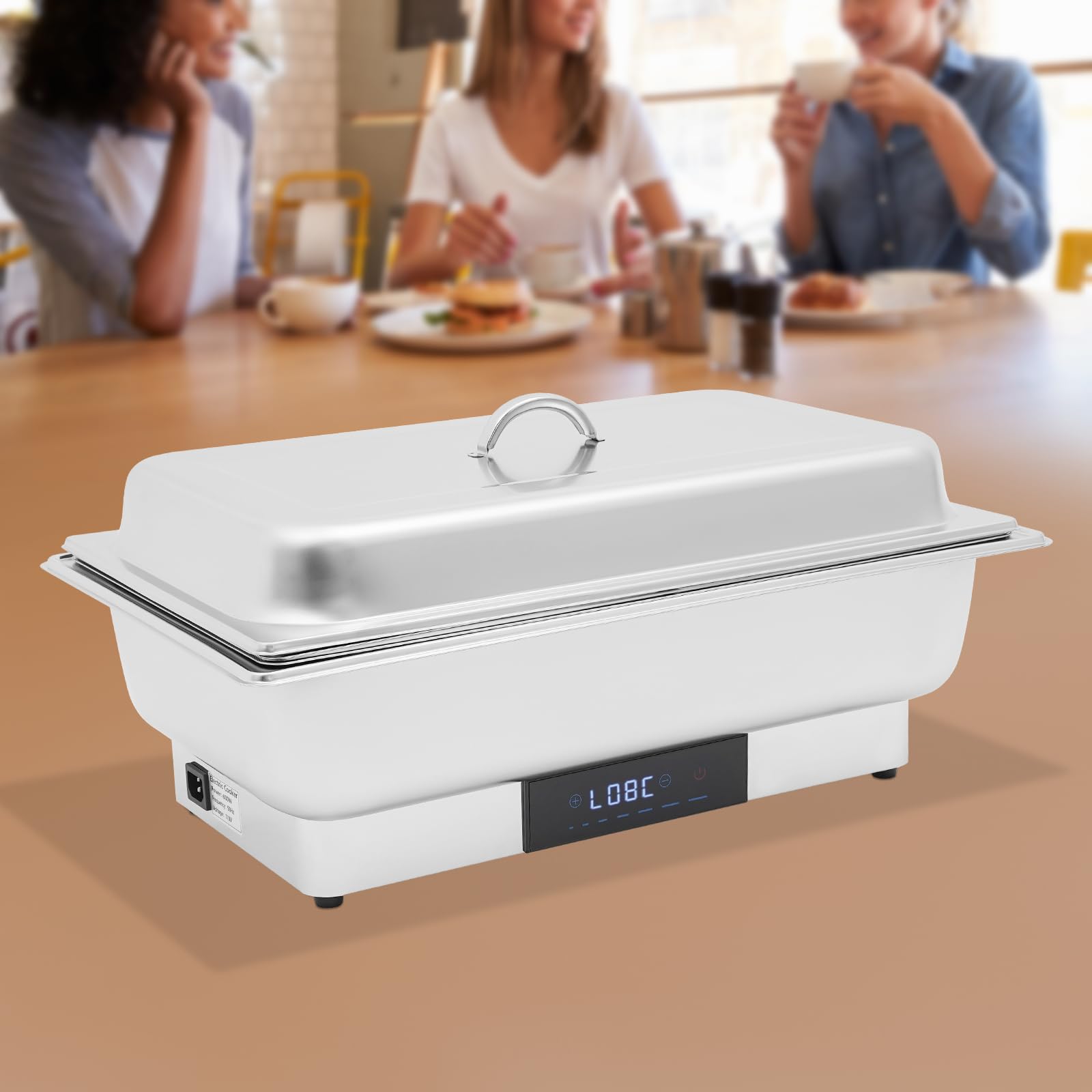 Scaldavivande elettrico in acciaio inox, con controllo della temperatura, touchscreen, 600 W, 9 l, per buffet, feste, catering
