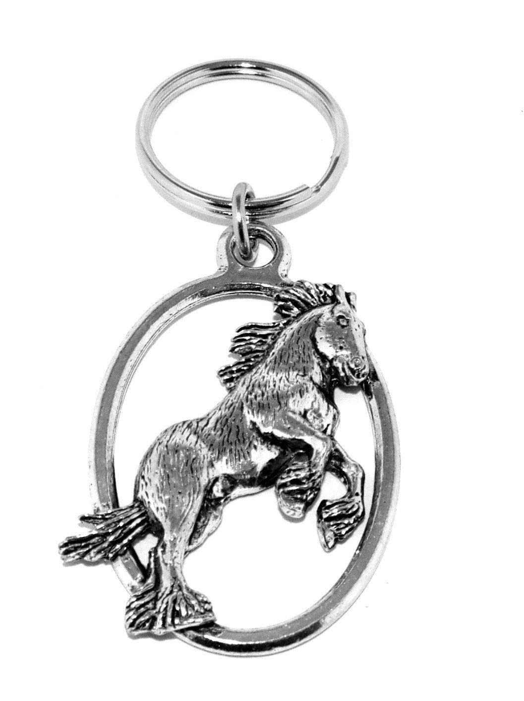 British Keychains Silver Fine Pewter Shire Horse Keyring With Gift Pouch