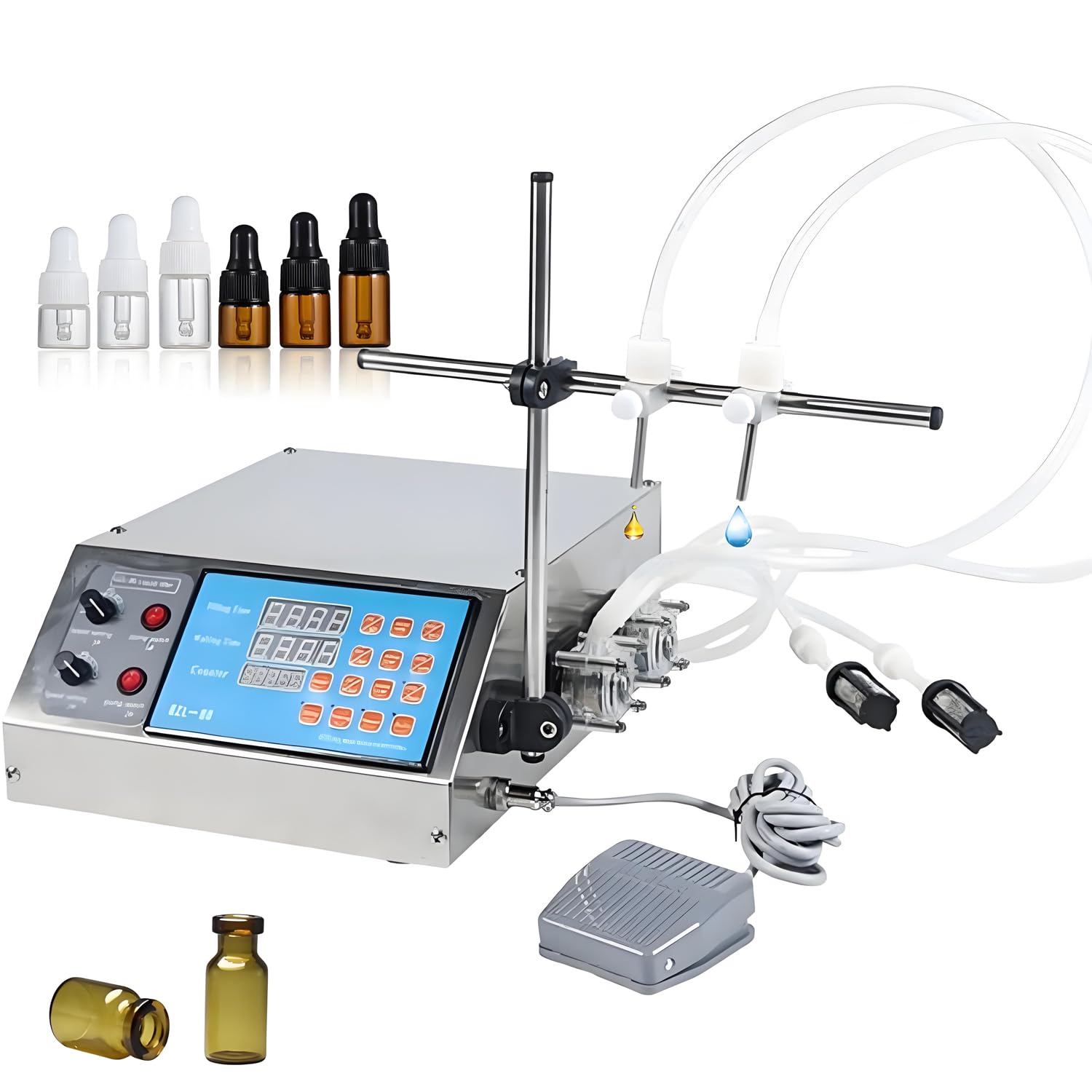 Macchina riempitrice di liquidi a Doppia Testa, Macchina riempitrice di liquidi da 0,5-50 ml, Macchina riempitrice di liquidi con Pompa peristaltica, Macchina riempitrice per,