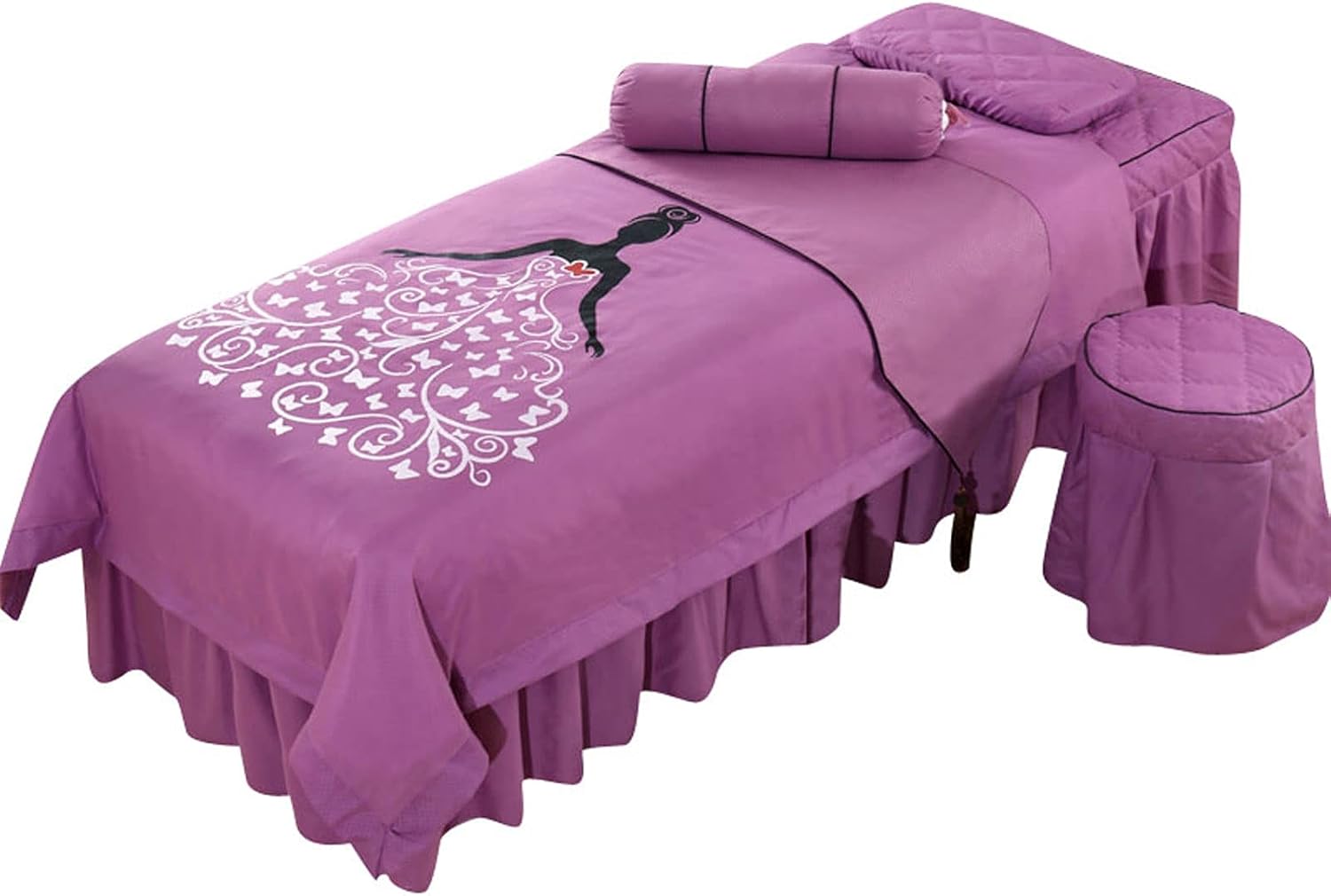 Four-Piece Beauty Bedspread Nordic Style Ecological Cotton Beauty Salon Bedspreads Physiotherapy Simple Bedspreads Massage Salon Bed Bedspread with (Purple 70 x 185 cm)