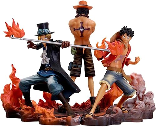 Gazaar One Piece Anime figuras de acción, Luffy, as, Sabo Anime Cartoon Figure Modelo de personaje de juguete realista tres hermanos Anime figura