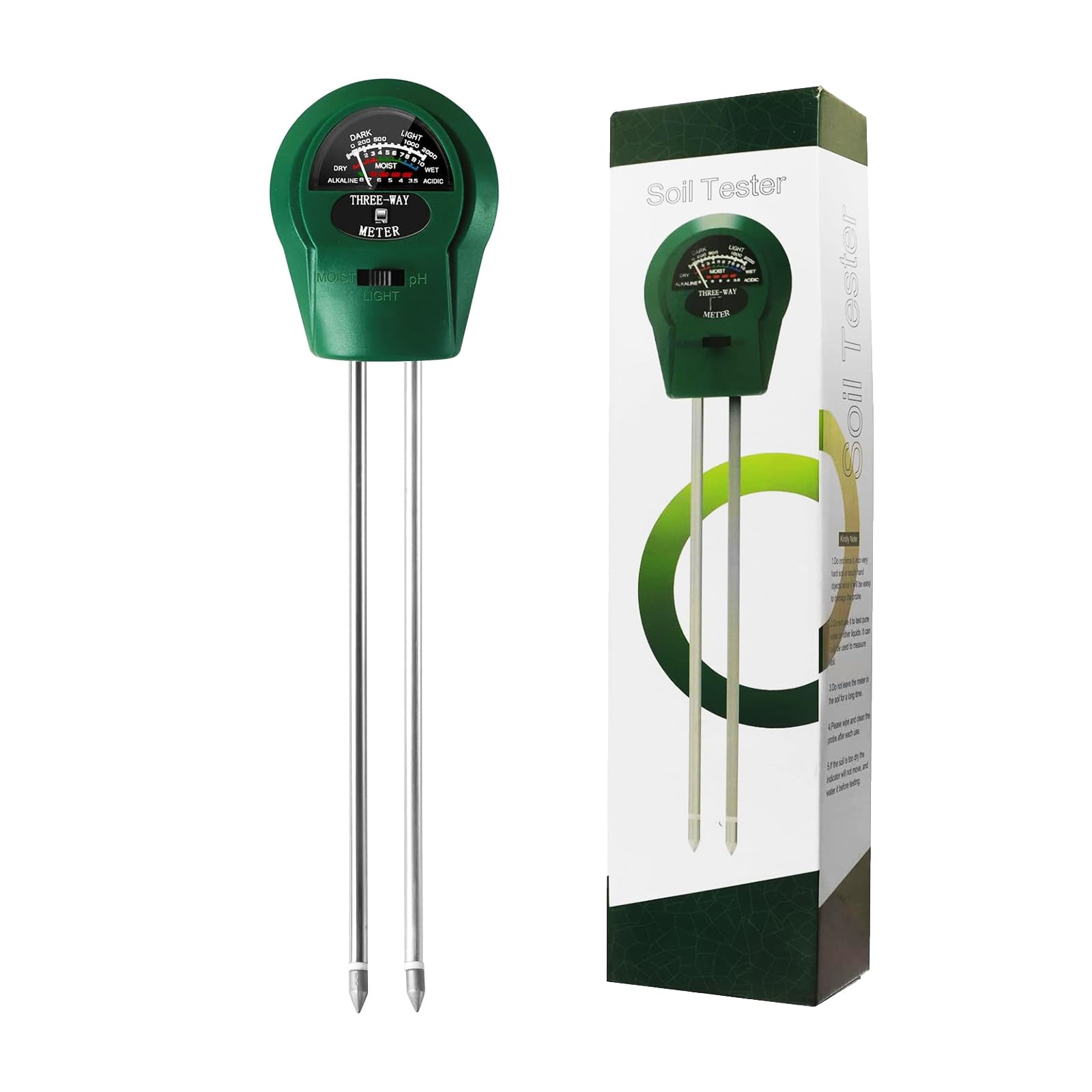 WJUAN Soil Moisture Meter, 3-in-1 Ph Tester for Nutrients, Moisture, and Light, Test Kits Plant, Great Garden, Lawn, Indoor & Outdoor Use (No Battery Required)