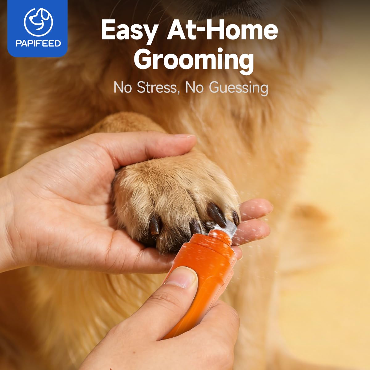 PAPIFEED Dog Nail Grinder with LED Light, Ultra Quiet 3-Speed Electric Nail File for Small Medium Large Dogs & Cats, Rechargeable Pet Nail Grinder with Trimmer (Orange) - image 7