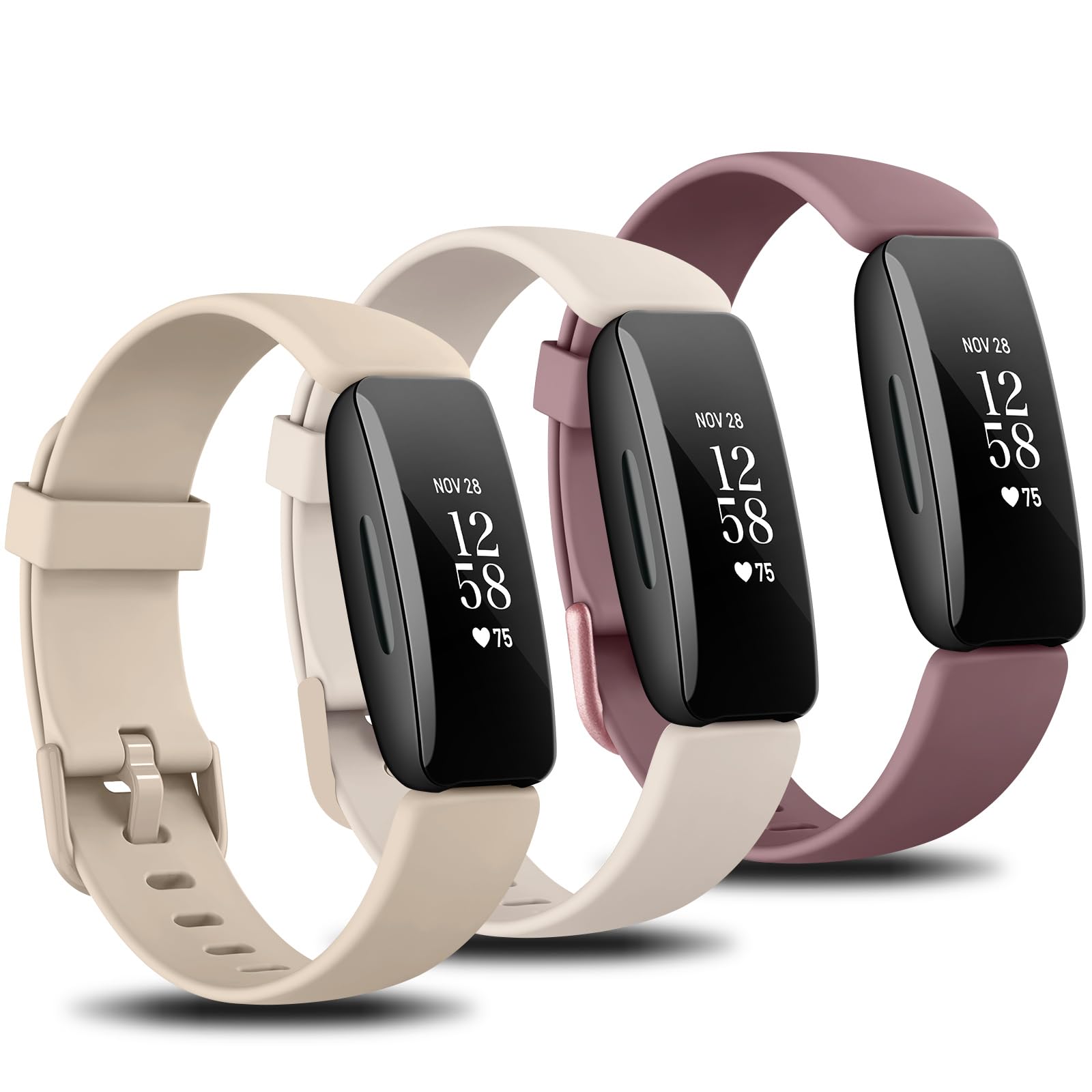 Zoye 3 Pack Silicone Straps Compatible with Fitbit Inspire 2 Straps Women Men Kids, Adjustable Wristbands Sports Replacement for fitbit Inspire 2 (Pack B)