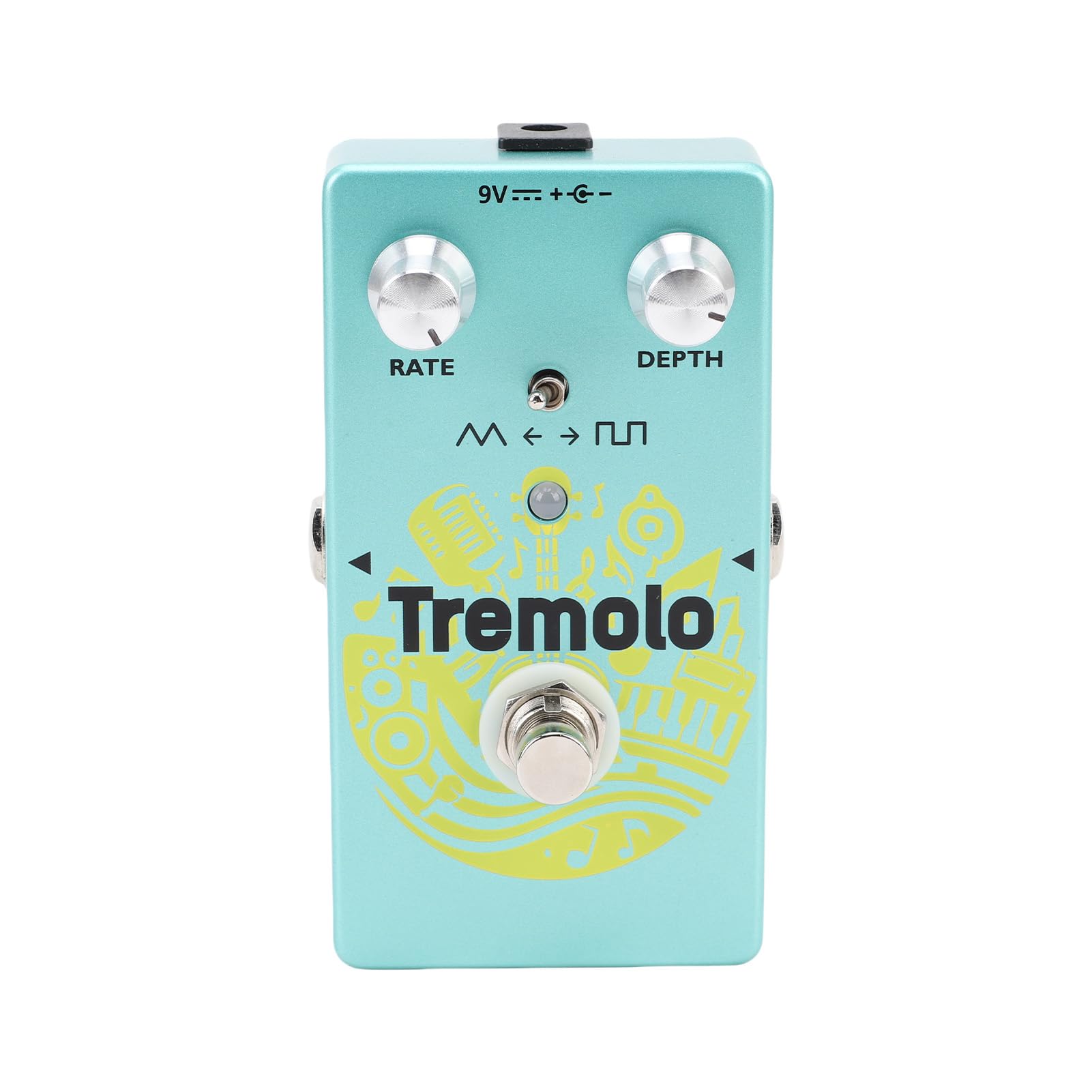 Pedał Tremolo do Gitary, Design w Stylu Vintage z True Bypass i Przełącznikiem Kształtu Fali LFO, Tryb Trójkąta/kwadratu, Pokrętła RATE i DEPTH, Funkcje Nagrywania w Pętli