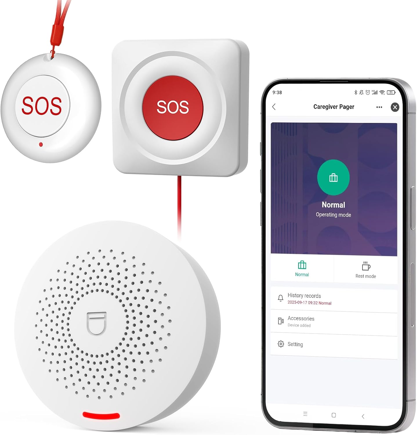 Caregiver Call Button Wireless Call Button for Elderly at Home,WiFi Panic Button,Life Alert Systems for Seniors No Monthly Fee (whiter1)