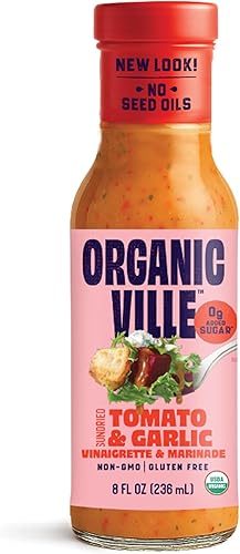 Organicville Sun Dried Tomato & Garlic Salad Dressing - Organic Vinaigrette & Ma