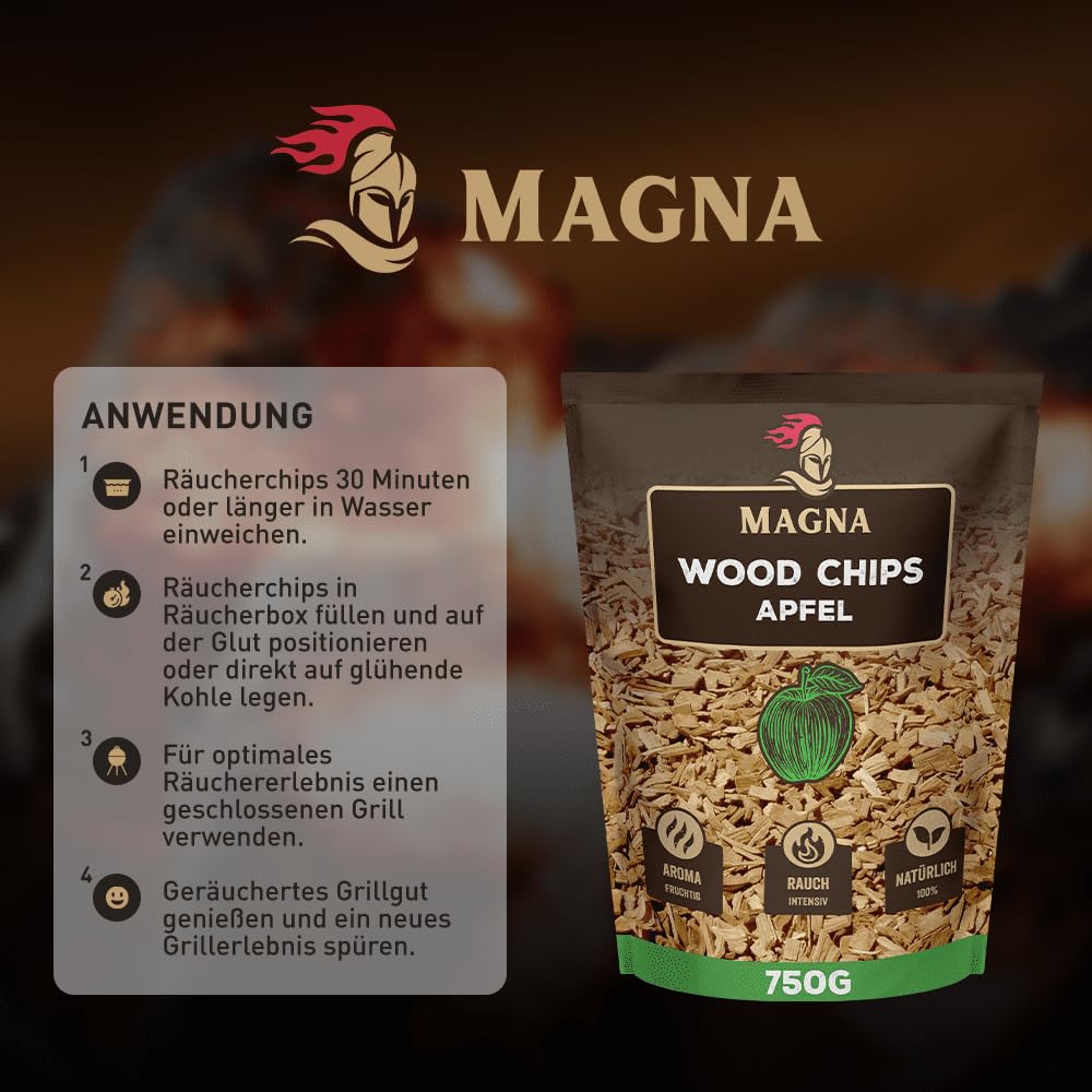 Magna Premium Wood Chips Set - 3,75 KG - Räucherchips, Smokerchips - 100% Natürlich - für Holzkohlegrill, Elektrogrill, Gasgrill in Räucherbox (Holz (verschieden))