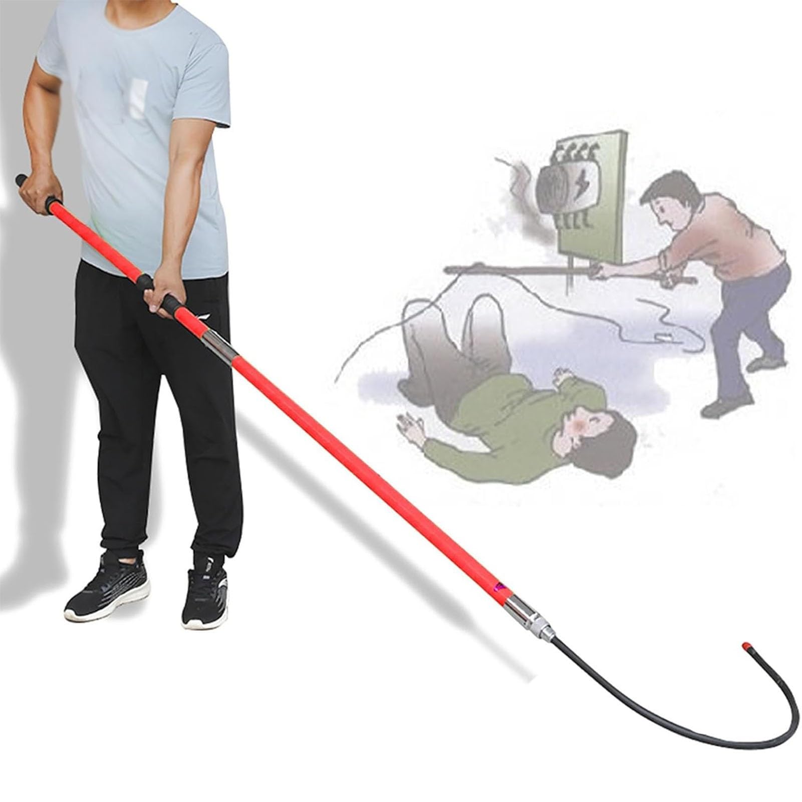 JKJZSALJ Safety Rescue Hook,High Voltage Electrical Safety Rescue Hook, Insulated 10Kv-220Kv Epoxy Splice Rod With 16" Hooks, Emergency Equipment For Electricians, Green, 9.8Ft/3M,Red,9.8ft/3m