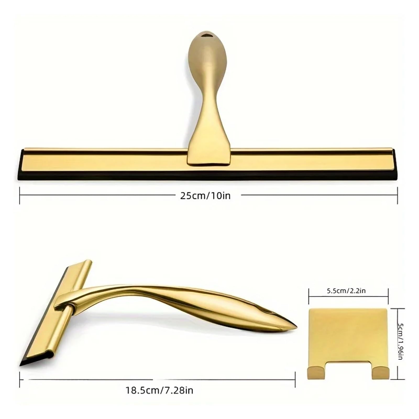Limpiaparabrisas de Ducha Limpiador de Ducha Acero Inoxidable con Cepillo Silicona for baño, Puerta, Espejo, Cristal Coche, Gancho raspador