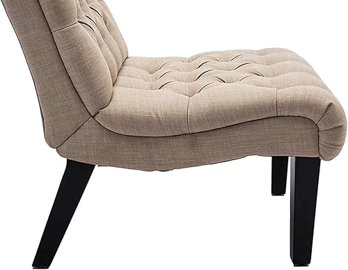 Miniatura 17 de Haobo - Sillas decorativas sin brazos con botón copetudo para sala de estar o sala de recepción (juego de 2) silla de sala de estar, gris Gris,Caqui