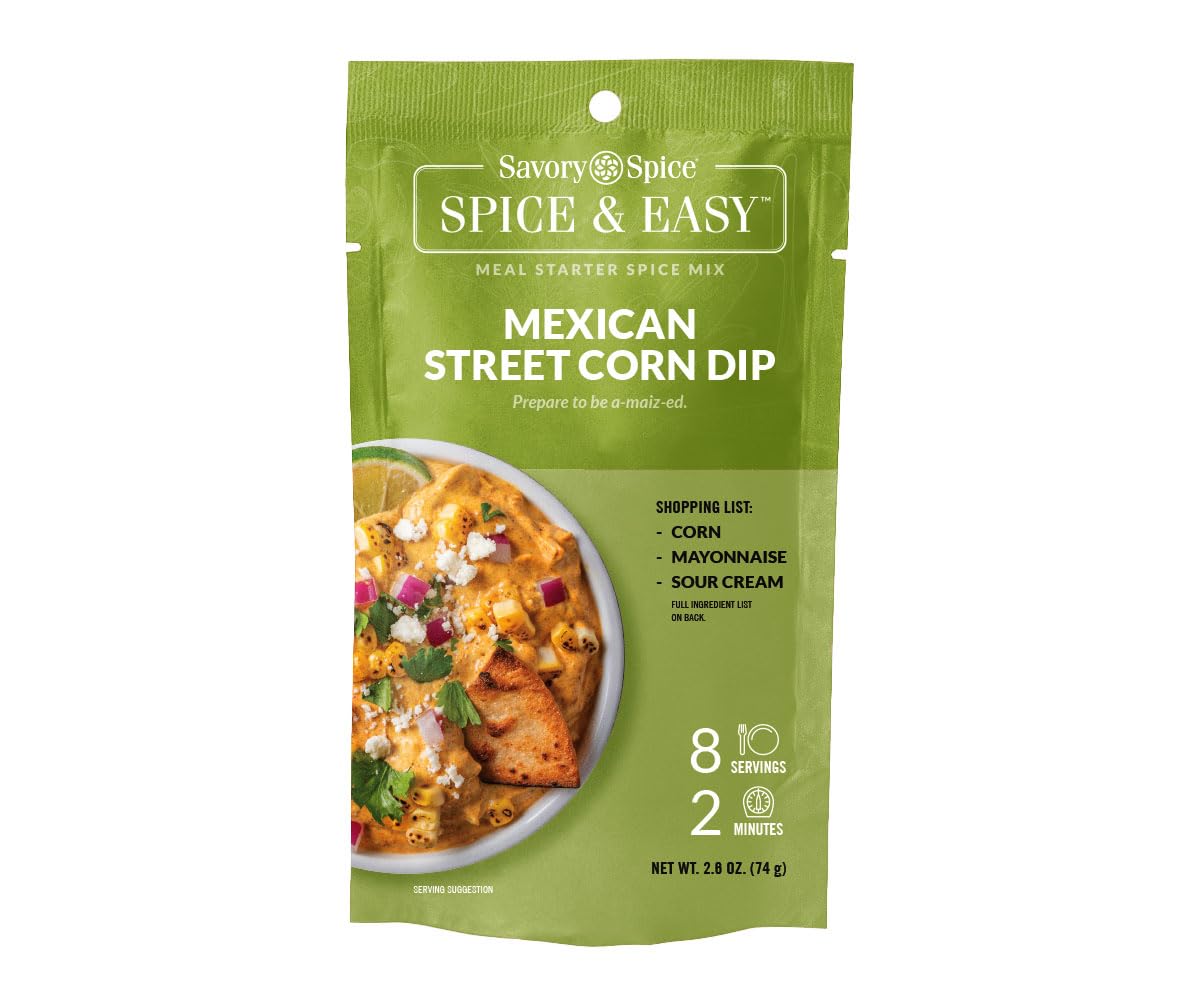 Savory Spice Mexican Street Corn Dip Spice & Easy (2.6 oz) - Elote Seasoning & Street Corn Mix Packet - Easy Fiesta Dip for Snacking