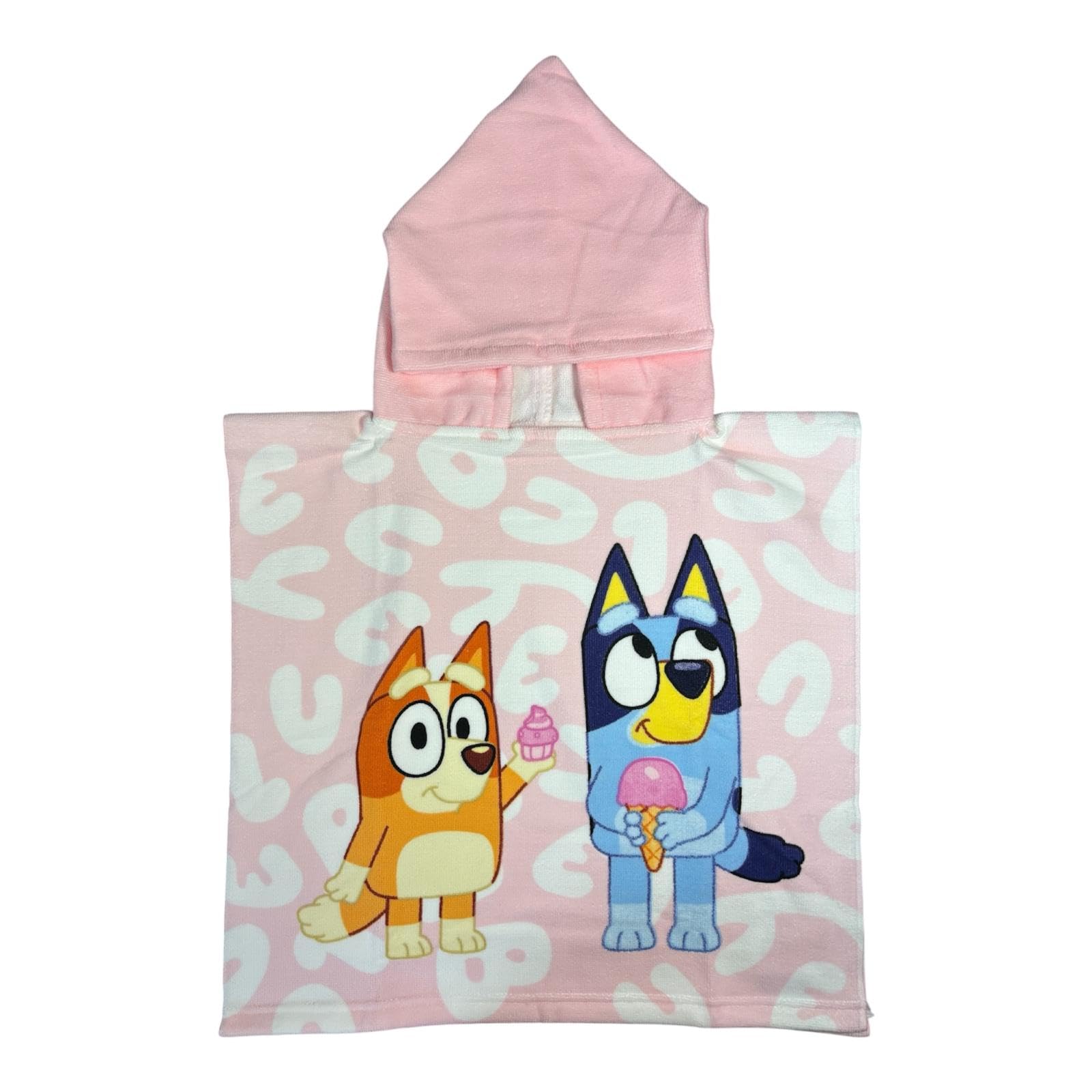 Bluey Kids Hooded Poncho Towel – Bath Beach Swim Cover Up for Girls – Soft & Absorbent Hooded Towel Poncho - One Size Fits Ages 2–6 Years - Childrens Ponchos