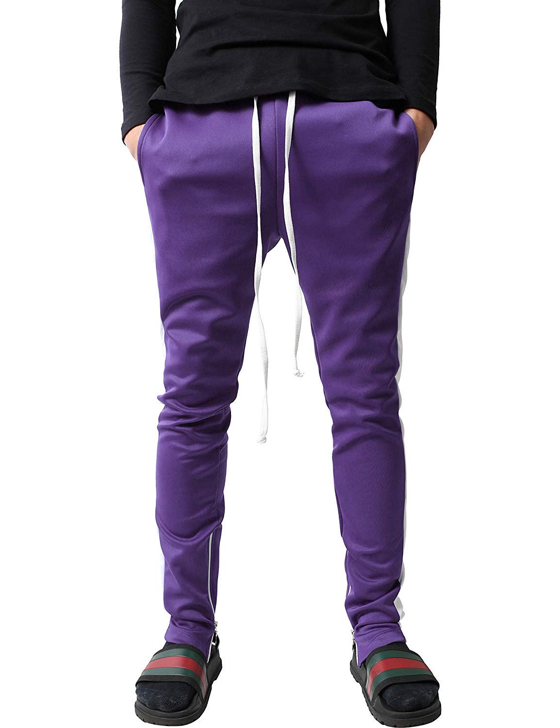 Herren-Trainingshose mit Streifen, Skinny Fit, Stretch, elastisch
