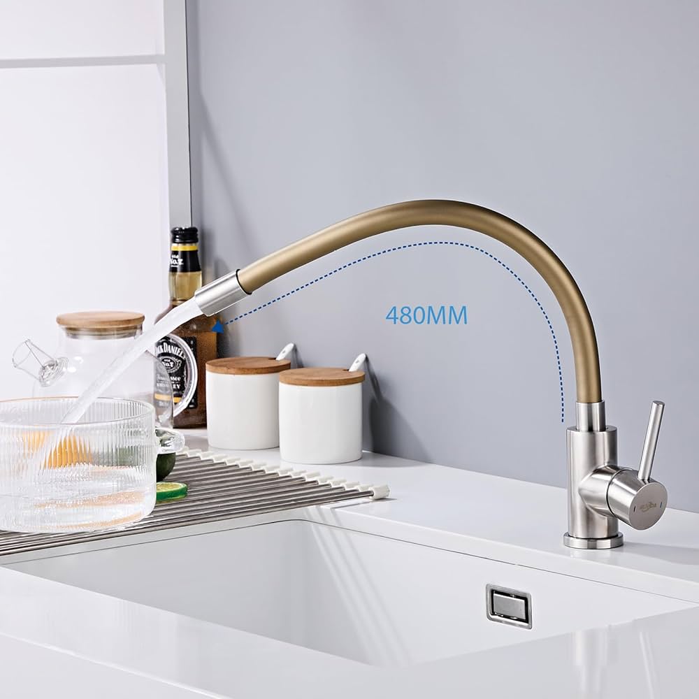 Robinet De Cuisine SUVIDA Flexible - Bec Orientable 360°, 2 Types De Jets - Économie D'Eau, Blanc