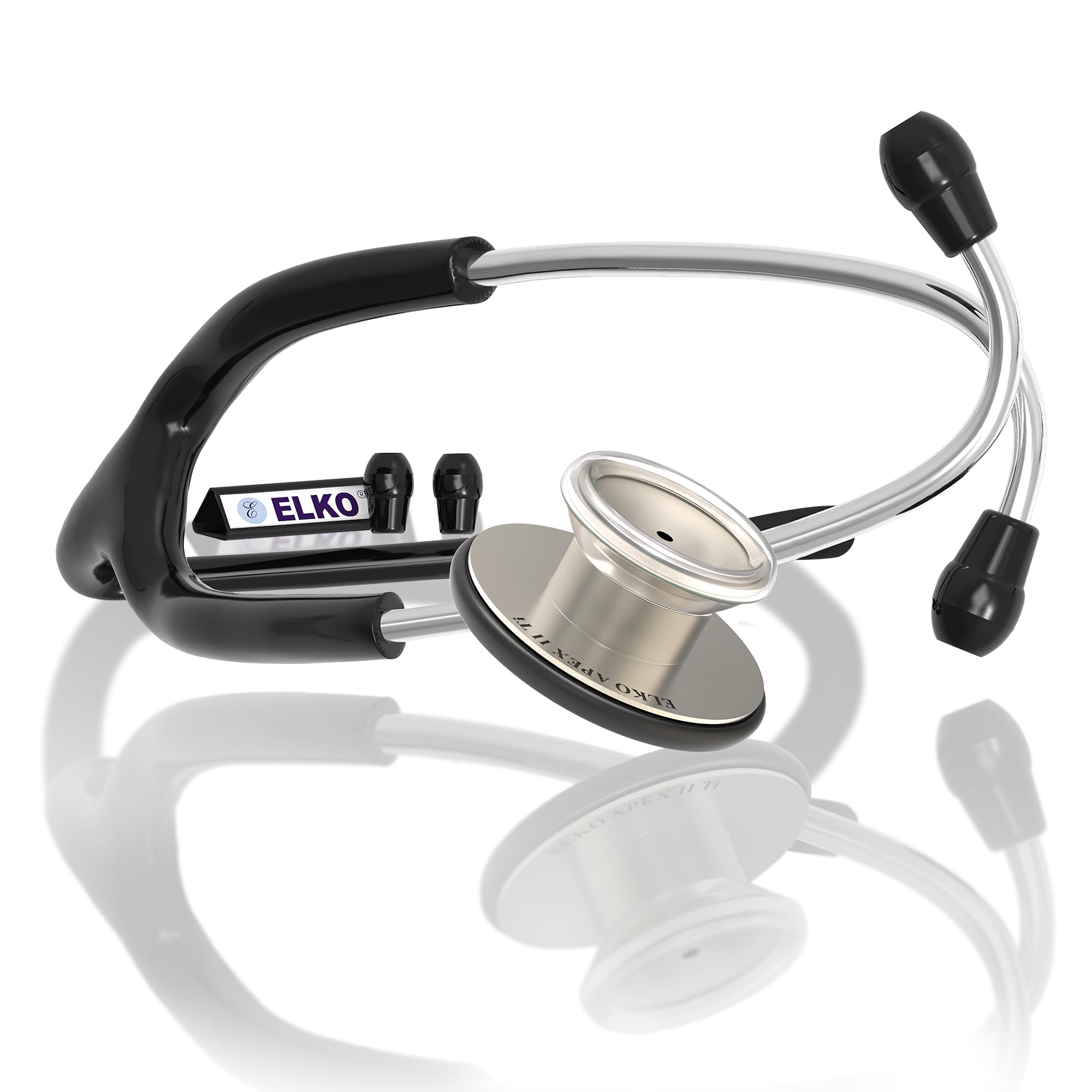 Sponsored Ad - EL-230 APEX II Ti Titanium Acoustic Stethoscope | For Doctors, Medical Students & Healthcare Professionals | Dual Head Chestpiece | 5.5mm Stainless Steel Pipe Frame | U-Shaped PVC Tubing (BLACK)