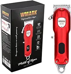 WMARK Maquina de Cortar Cabelo Profissional Display LCD NG2025B Vermelho