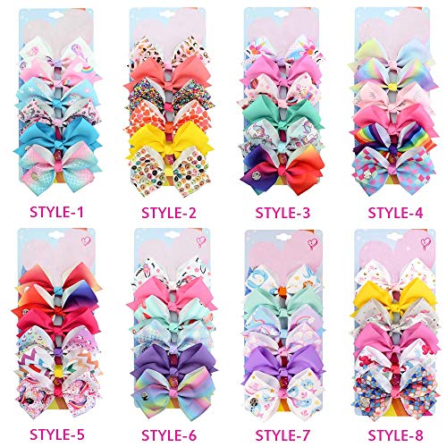 image for TAYESHA 6 Pieces/Set 5 Inches Rainbow Printed Knot Ribbon Siwa Bows Fo