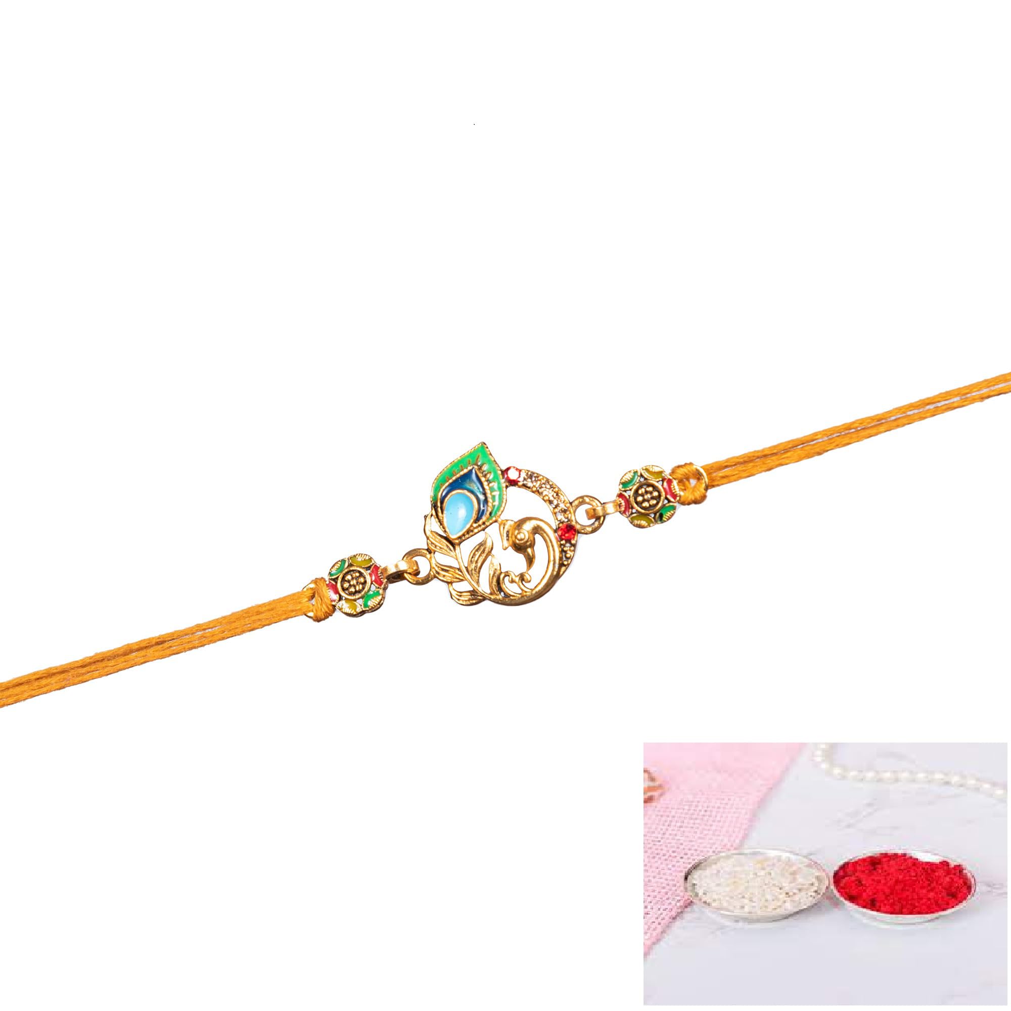 Vidhyasagar Enterprises Unisex Adult Multicolour Peacock Rakhi With Special Rakshabandhan Greeting And Roli Chawal (B0B25BN7LZ) Amazon Price History, Amazon Price Tracker
