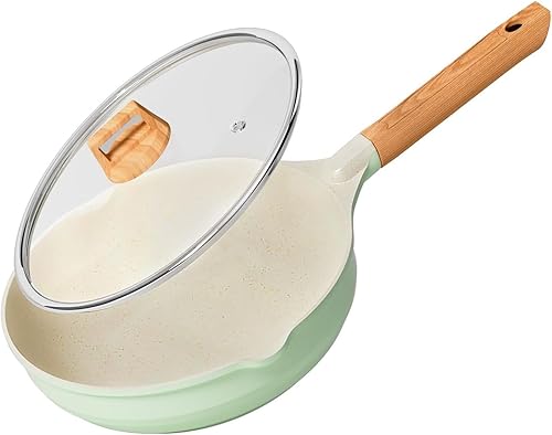 Sartén antiadherente para wok de 12 pulgadas con tapa, sartén antiadherente con mango ergonómico, 100% libre de PEOA y PFOA, utensilios de cocina,