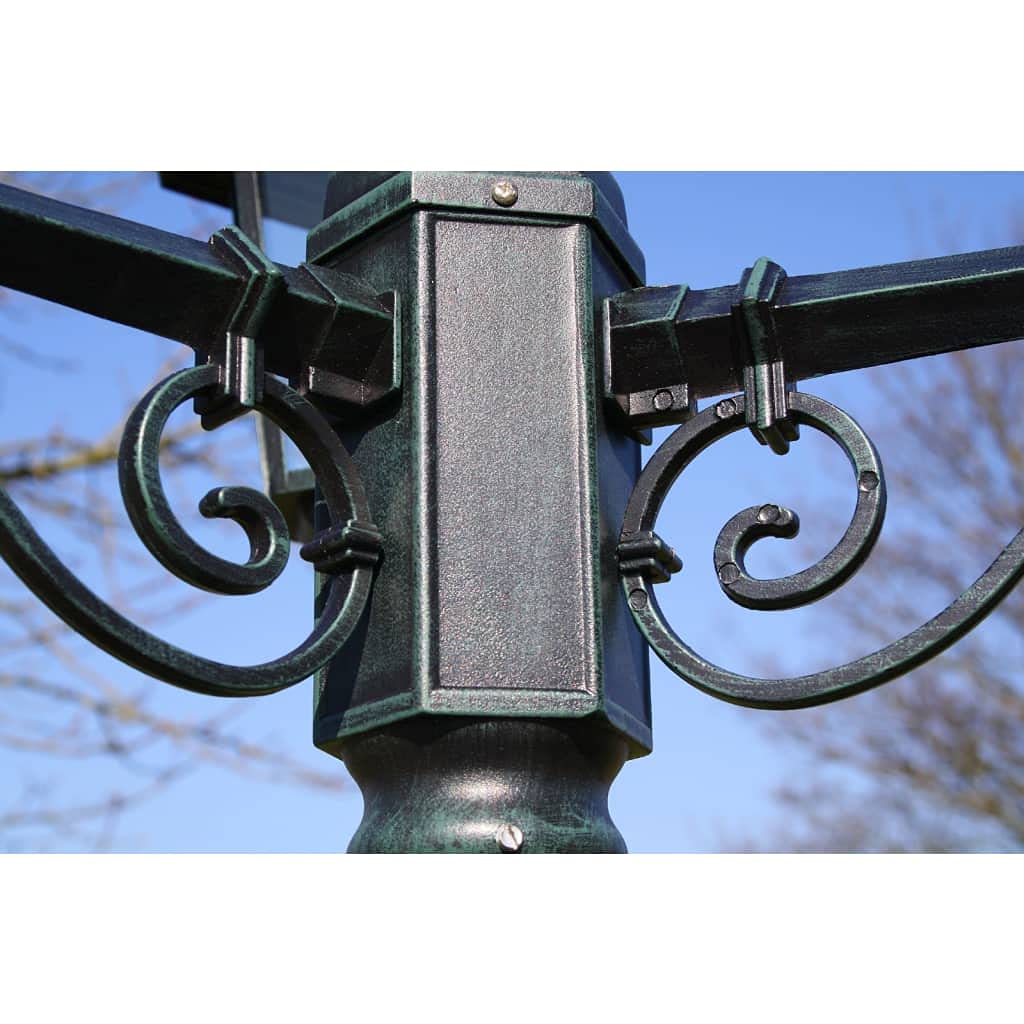 vidaXL Farola de Jardín con 3 Lámparas 215 cm Aluminio Verde Oscura Luz Patio