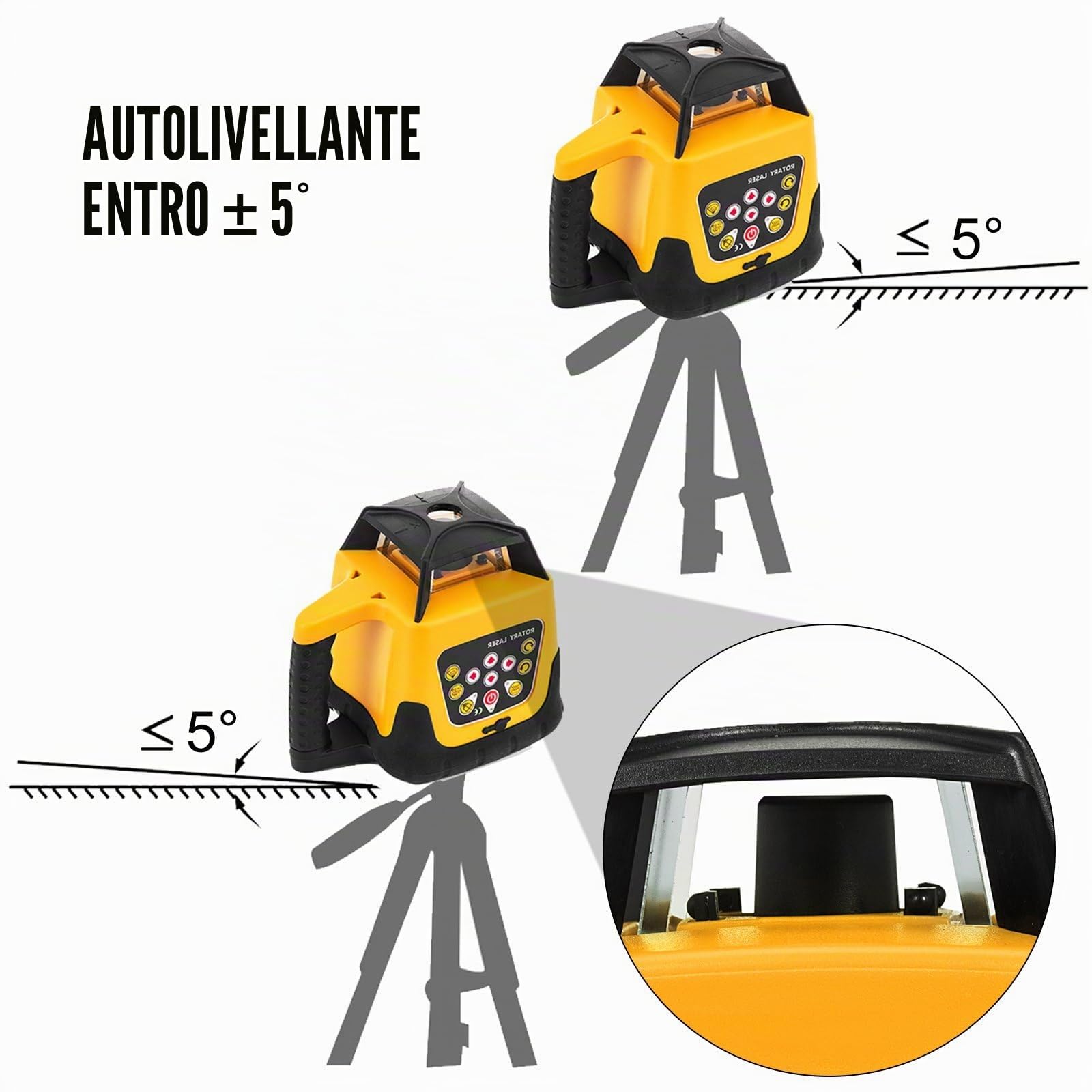 Kit Livello Laser Rotante Kit Laser Rotante Digitale A Livello Automatico Red Beam Gamma 500m Con Telecomando E Ricevitore