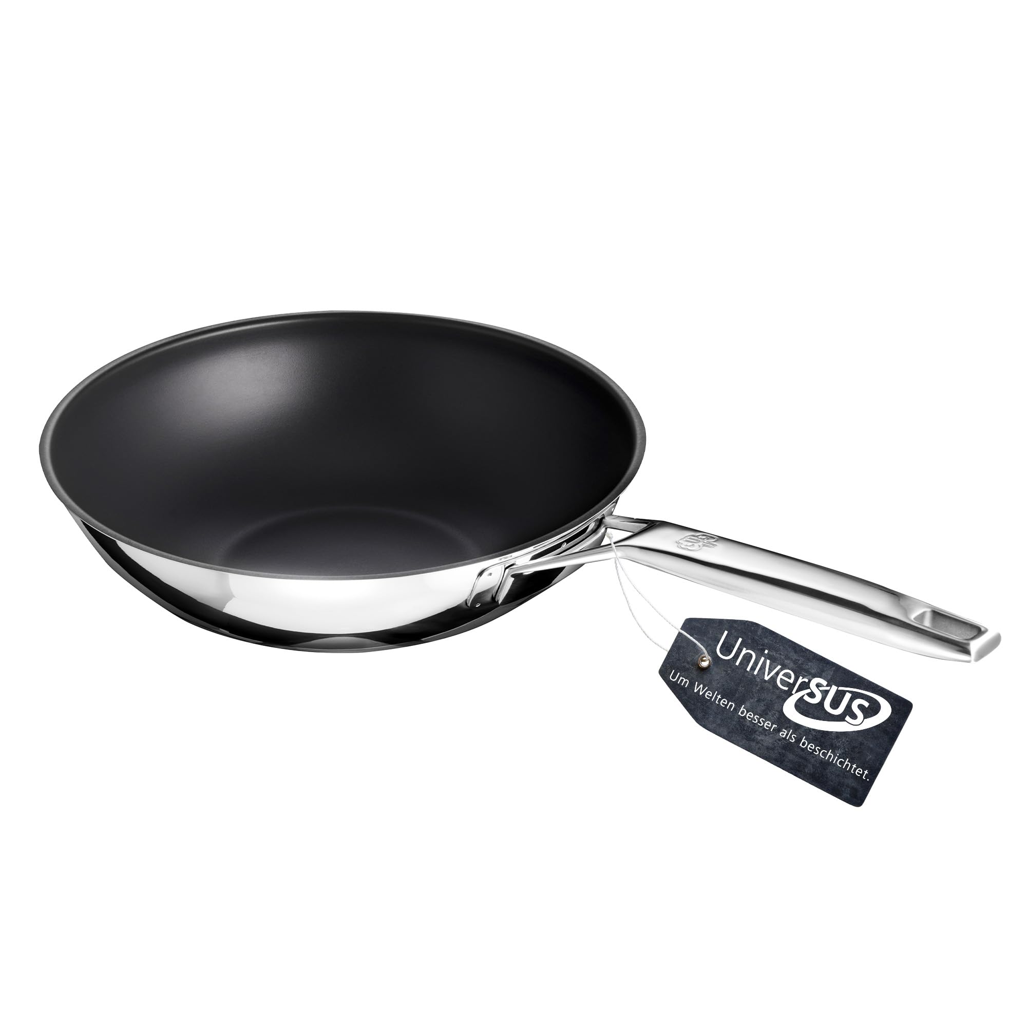 Schulte-Ufer Wokpfanne ASTRAL mit UniverSUS-Oberflächenstruktur, ohne PFAS/PTFE, 64455-28, Edelstahl, 28 cm