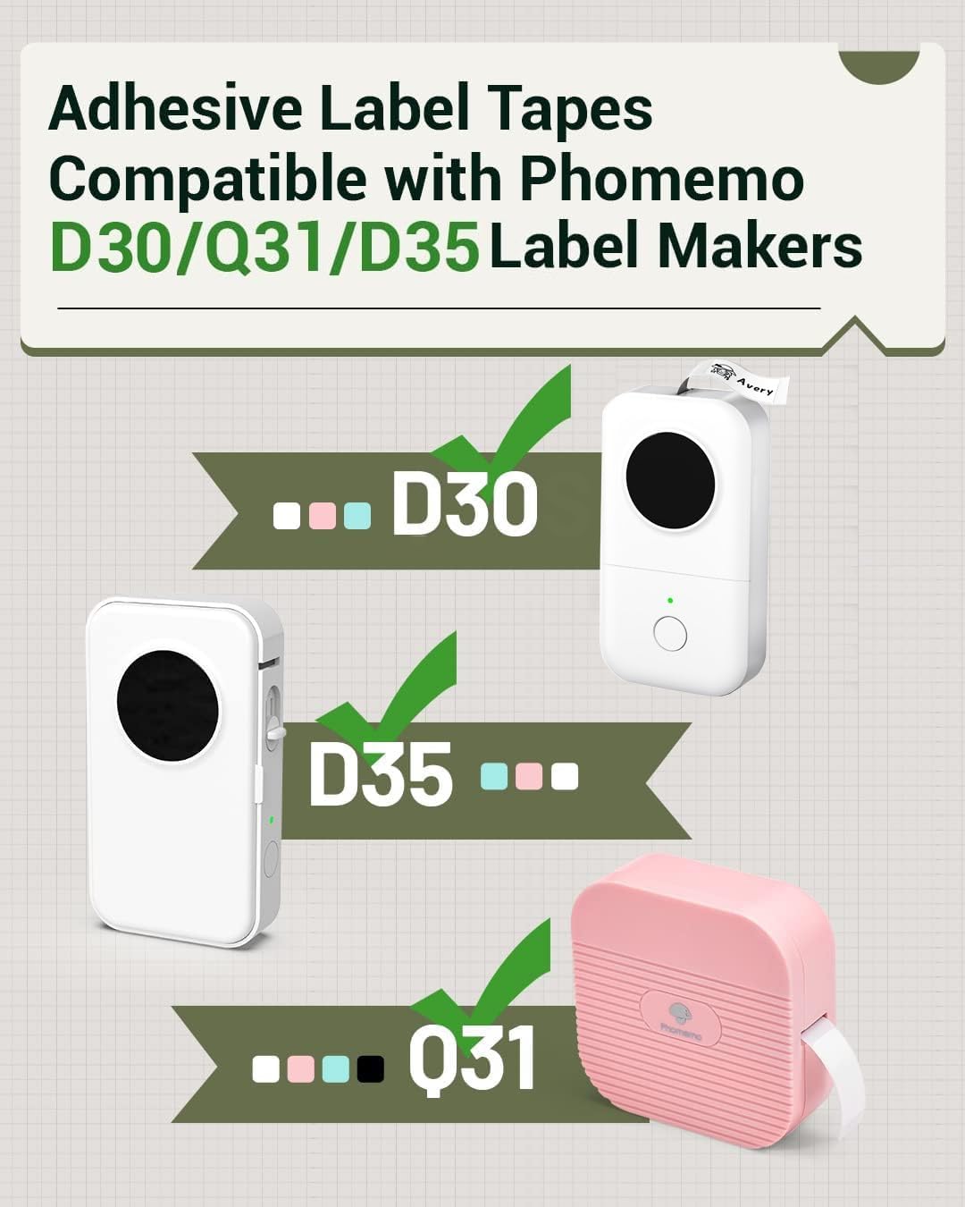 Phomemo Labels D30- Label Maker Tape 160 Pcs 0.47" x 1.57" (12mm X 40mm), School Supplies Labeling Tape,Name Tag,Food Storage Stickers, Black on White-1 Pack - Image 5