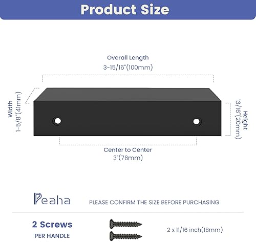 Miniatura 3 de Peaha Paquete de 10 tiradores negros de gabinete de cocina, accesorios de aleación de aluminio, para borde de gabinete, tirador de dedo negro 2.992