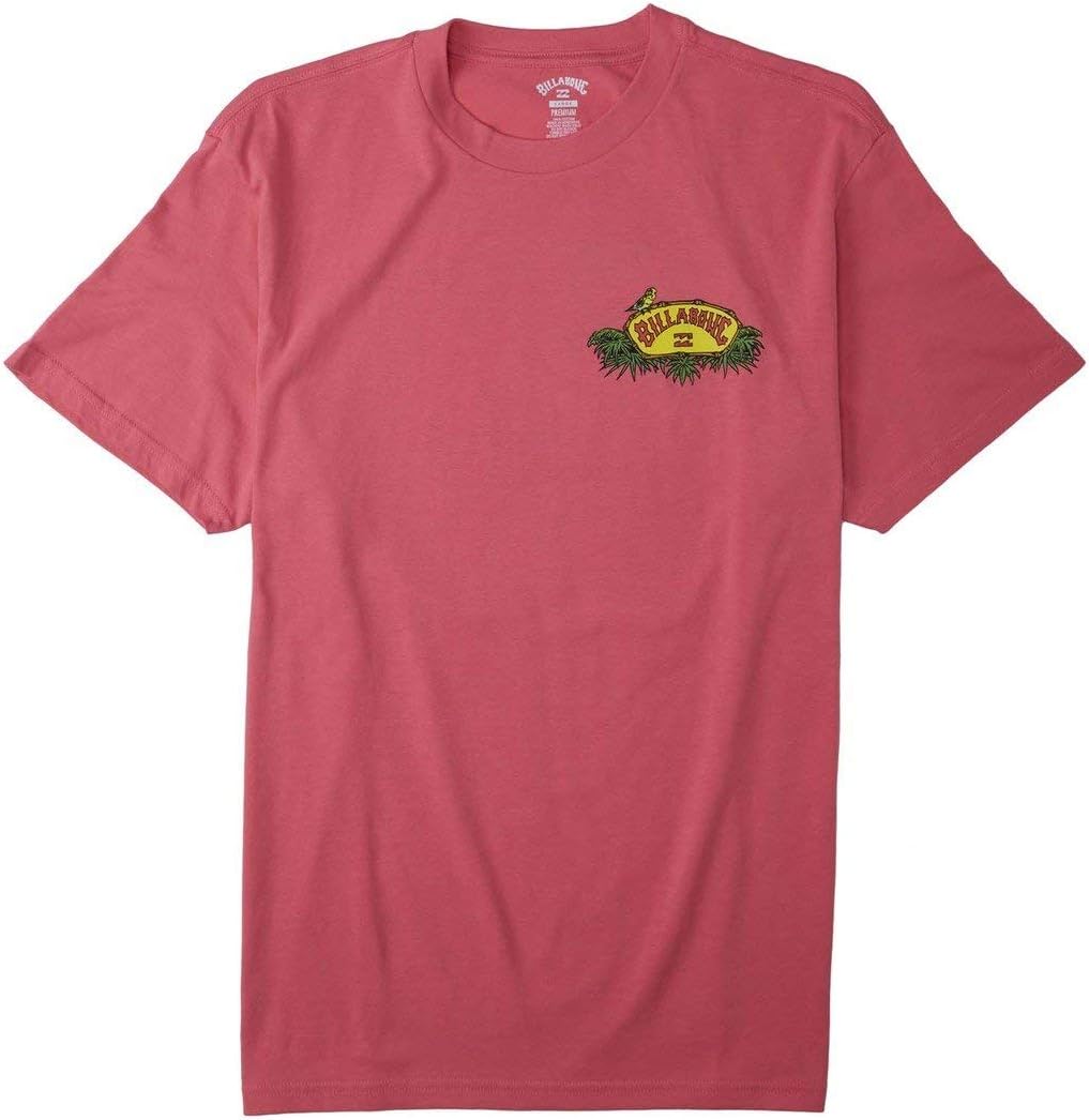 Billabong Men's Short Sleeve Logo Graphic T-Shirt, Retro Pink Billys, M
