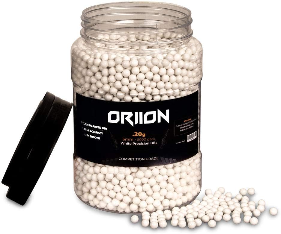 Oriion 6mm Airsoft BBS | .20g Airsoft BBS for High Precision and Greater Range | Air Softgun Gun Ammo | Airsoft BBS .20g Perfect for AEGs, Pistols and Rifles | 5000 Rounds Each : Sports & Outdoors