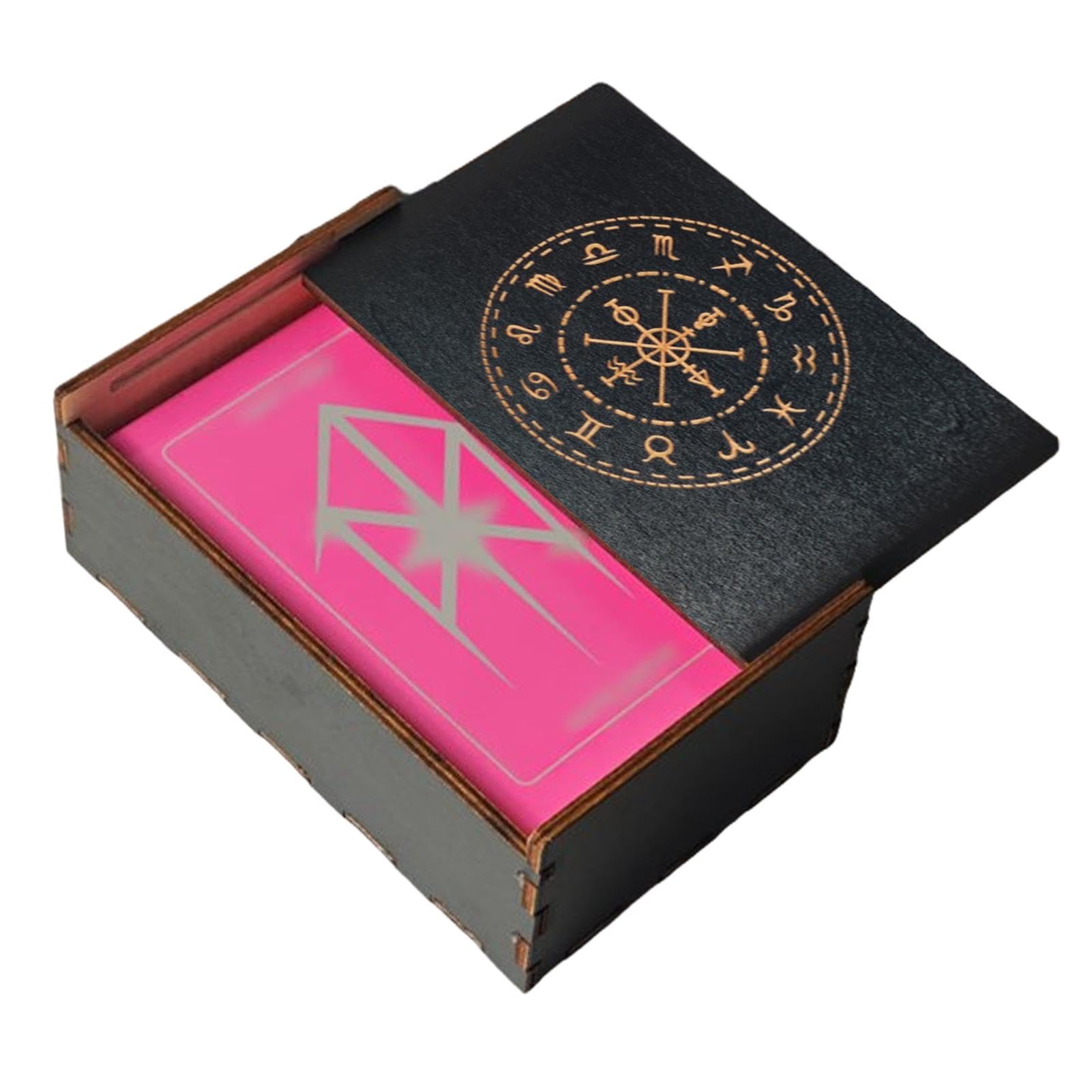 Decorhome Wood Tarot Card Box,Wooden Tarot Organizer | Wood Trinket Box Tarot Card Case, Multifunctional with Sliding Lid for Jewelry, Tarot Cards, Trinkets, Keepsakes