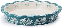 Wisenvoy 9-Inch Ceramic Pie Pan - Hand-Painted Deep Dish Pie Plate, Oven Safe, Non-Stick Baking Dish for Perfect Pies